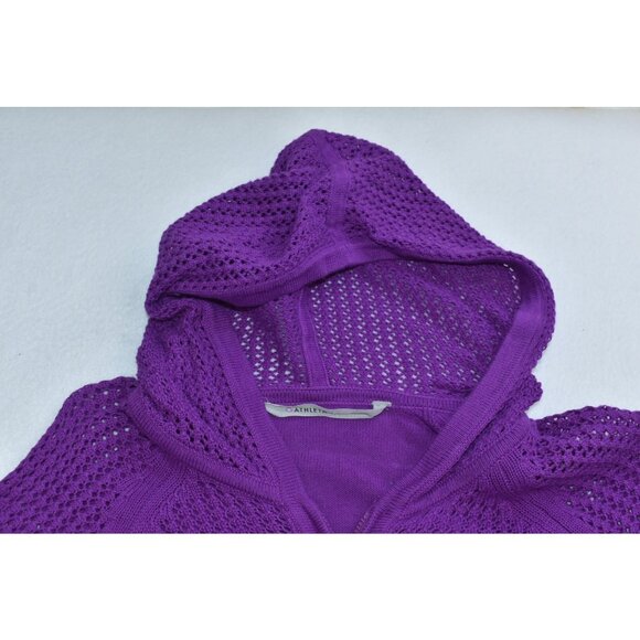 Athleta Sunscape Sweater Womens Sz S Purple Hoodie Zipper Long Sleeve Open Knit - Picture 2 of 12
